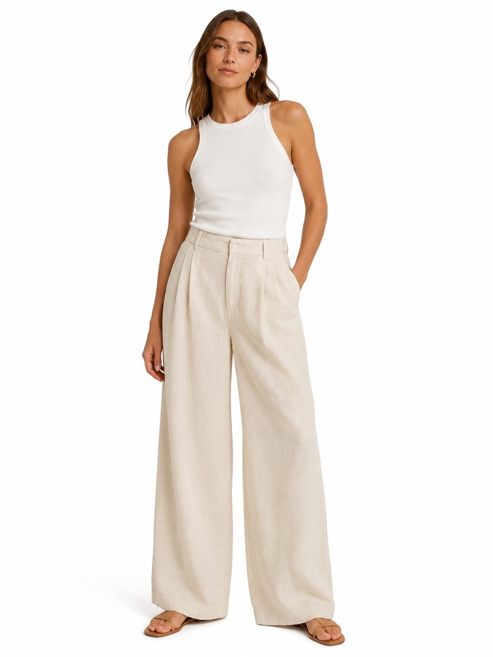 EVERLANE 100% Linen Wide Leg Pants – Cream Ivory Minimalist Coastal Trousers 4